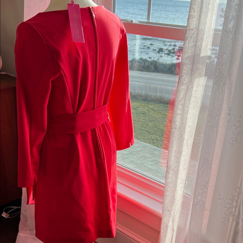 NWT Lilly Pulitzer Vibrant Red Long Sleeve Dress - Picture 4 of 10